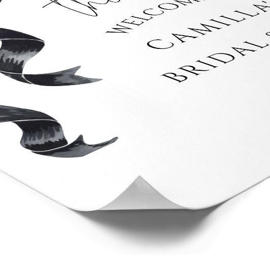 Black Bow Modern Vrijgezellenfeest Welkom Poster (Hoek)