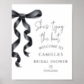 Black Bow Modern Vrijgezellenfeest Welkom Poster (Voorkant)