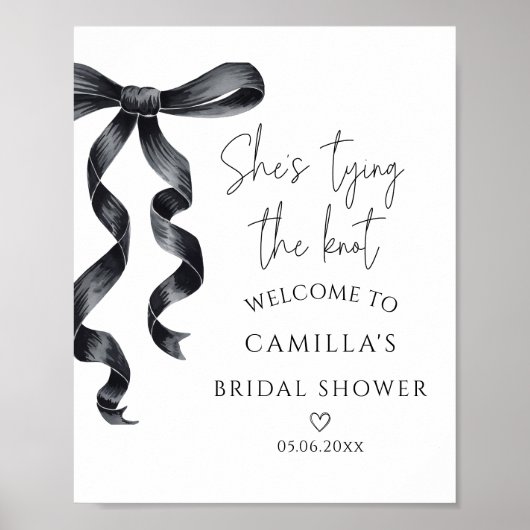 Black Bow Modern Vrijgezellenfeest Welkom Poster (Voorkant)