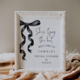 Black Bow Modern Vrijgezellenfeest Welkom Poster