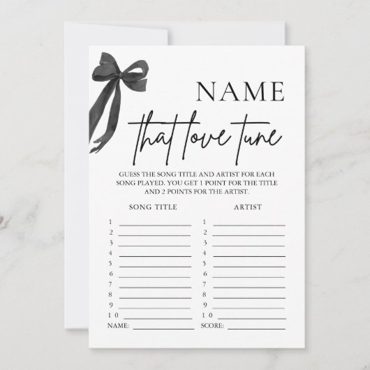 Black Bow Naam Die Liefde Tune Vrijgezellenfeest G Kaart (Voorkant)