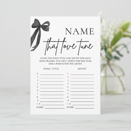 Black Bow Naam Die Liefde Tune Vrijgezellenfeest G Kaart (Staand voorkant)