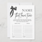 Black Bow Name That Love Tune Bruidsfeest Spel Kaart (Voorkant)