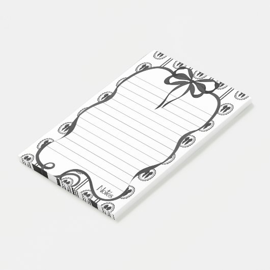Black Bow Notes 4x6 Sticky Notepad (Schuin)