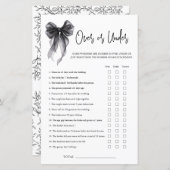 Black Bow Over Or Under Bridal Shower Game (Voorkant / Achterkant)