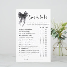 Black Bow Over Or Under Bridal Shower Game