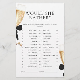 Black Bow Parels & Prosecco Bruidsdouche Spel Briefpapier