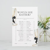 Black Bow Parels & Prosecco Bruidsdouche Spel Briefpapier (Staand voorkant)