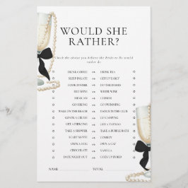 Black Bow Parels & Prosecco Bruidsdouche Spel Briefpapier