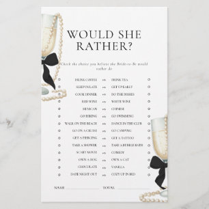 Black Bow Parels & Prosecco Bruidsdouche Spel Briefpapier