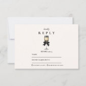 Black Bow Pearl Champagne Graduation RSVP Kaartje (Voorkant)