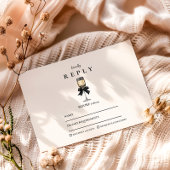 Black Bow Pearl Champagne Graduation RSVP Kaartje