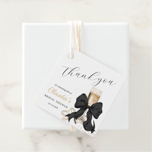 Black Bow & Pearls Bridal Shower Thank you  Bedankjes Labels (In situ)