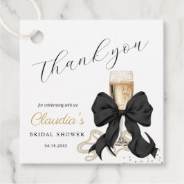 Black Bow & Pearls Bridal Shower Thank you  Bedankjes Labels
