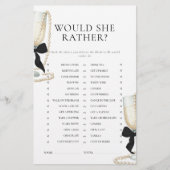 Black Bow Pearls & Prosecco Bridal Shower Game Briefpapier (Voorkant)