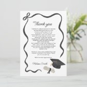 Black Bow Photo Graduation Bedankkaart (Staand voorkant)
