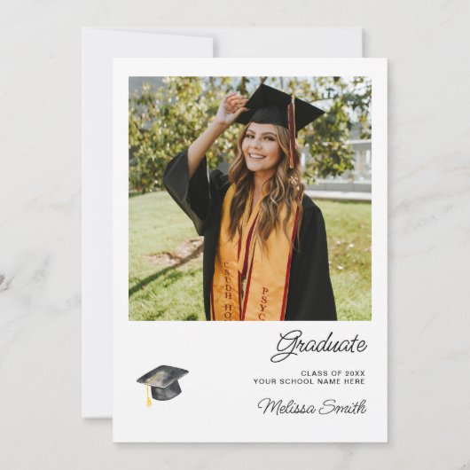 Black Bow Photo Graduation Bedankkaart (Achterkant)