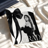 Black Bow Photo Graduation Invitation Kaart