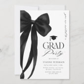Black Bow Photo Graduation Invitation Kaart (Voorkant)