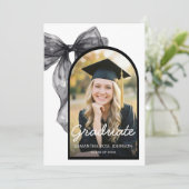 Black Bow Photo Graduation Kaart (Staand voorkant)