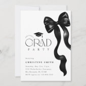 Black Bow Photo Graduation Party Invitation Kaart (Voorkant)