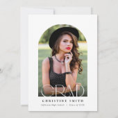 Black Bow Photo Graduation Party Invitation Kaart (Achterkant)