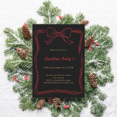 Black bow red hand-drawn Christmas Party Kaart