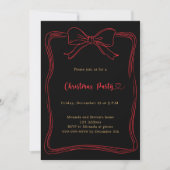 Black bow red hand-drawn Christmas Party Kaart (Voorkant)