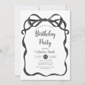 Black Bow Ribbon Coquette Verjaardag Kaart (Voorkant)