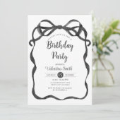 Black Bow Ribbon Coquette Verjaardag Kaart (Staand voorkant)