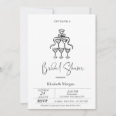 Black Bow Ribbon Stippen Vrijgezellenfeest Kaart (Voorkant)