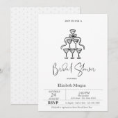 Black Bow Ribbon Stippen Vrijgezellenfeest Kaart (Voorkant / Achterkant)