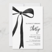 Black Bow Ribbon Verjaardag Fotofeest Kaart (Voorkant)