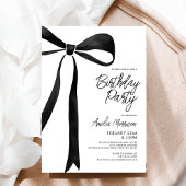 Black Bow Ribbon Verjaardagsfeest Feest Script Kaart