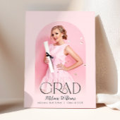 Black Bow Roze Afstudeerder Uitnodiging