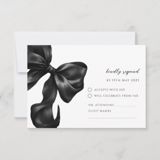 Black Bow RSVP Response Card (Voorkant)