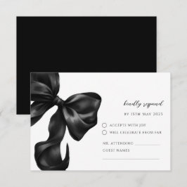 Black Bow RSVP Response Card Kaartje