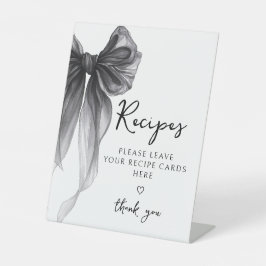 Black Bow Share a Recipe Card Bridal Shower Sign Reclamebord Met Voetstuk