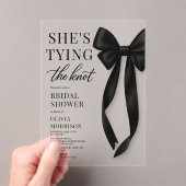 Black Bow She's Tying The Knot Bridal Shower Acryl Uitnodigingen (Insitu (Draagbaar))