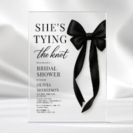 Black Bow She's Tying The Knot Bridal Shower  Acryl Uitnodigingen