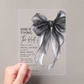 Black Bow She's Tying The Knot Bridal Shower Acryl Uitnodigingen (Insitu (Draagbaar))