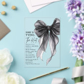 Black Bow She's Tying The Knot Bridal Shower Acryl Uitnodigingen (Insitu (Huwelijk))