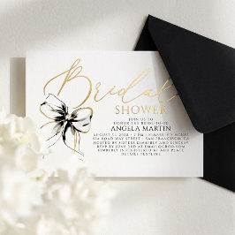 Black Bow She's Tying The Knot Bridal Shower Folie Uitnodiging