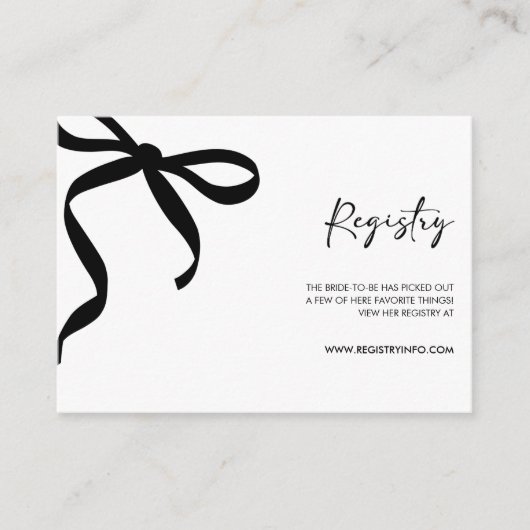 Black Bow She's Tying the Knot Bridal Shower Informatiekaartje (Voorkant)