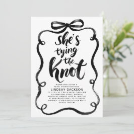 Black Bow She's Tying The Knot Bridal Shower Kaart