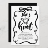 Black Bow She's Tying The Knot Bridal Shower Kaart (Voorkant / Achterkant)