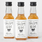 Black Bow Shes Tying the Knot Bridal Shower Likeurfles Etiket (Flessen)