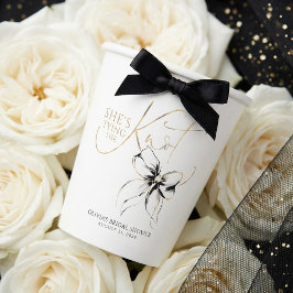 Black Bow She's Tying the Knot Bridal Shower Papieren Bekers