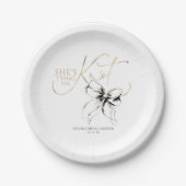 Black Bow She's Tying the Knot Bridal Shower Papieren Bordje (Voorkant)