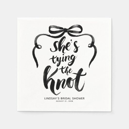 Black Bow She's Tying the Knot Bridal Shower Servet (Voorkant)
